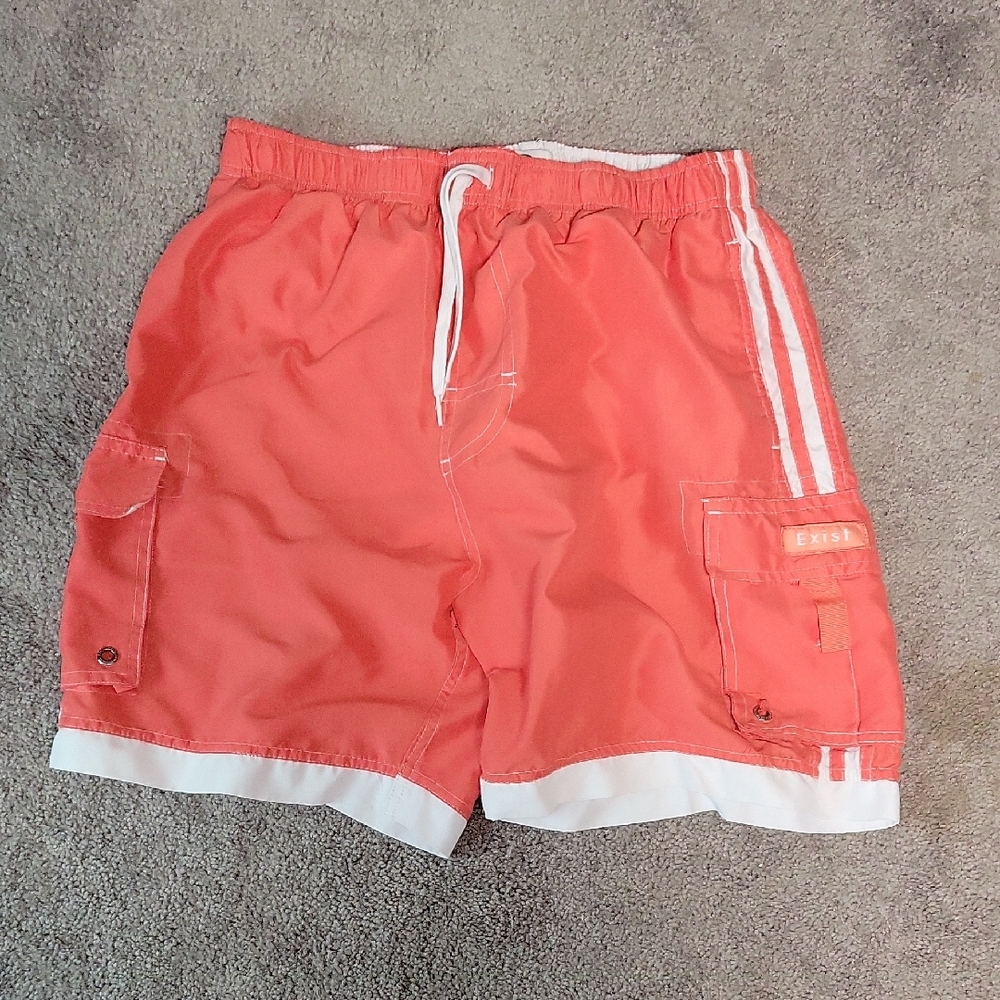 Men's Orange Cargo Swim Shorts